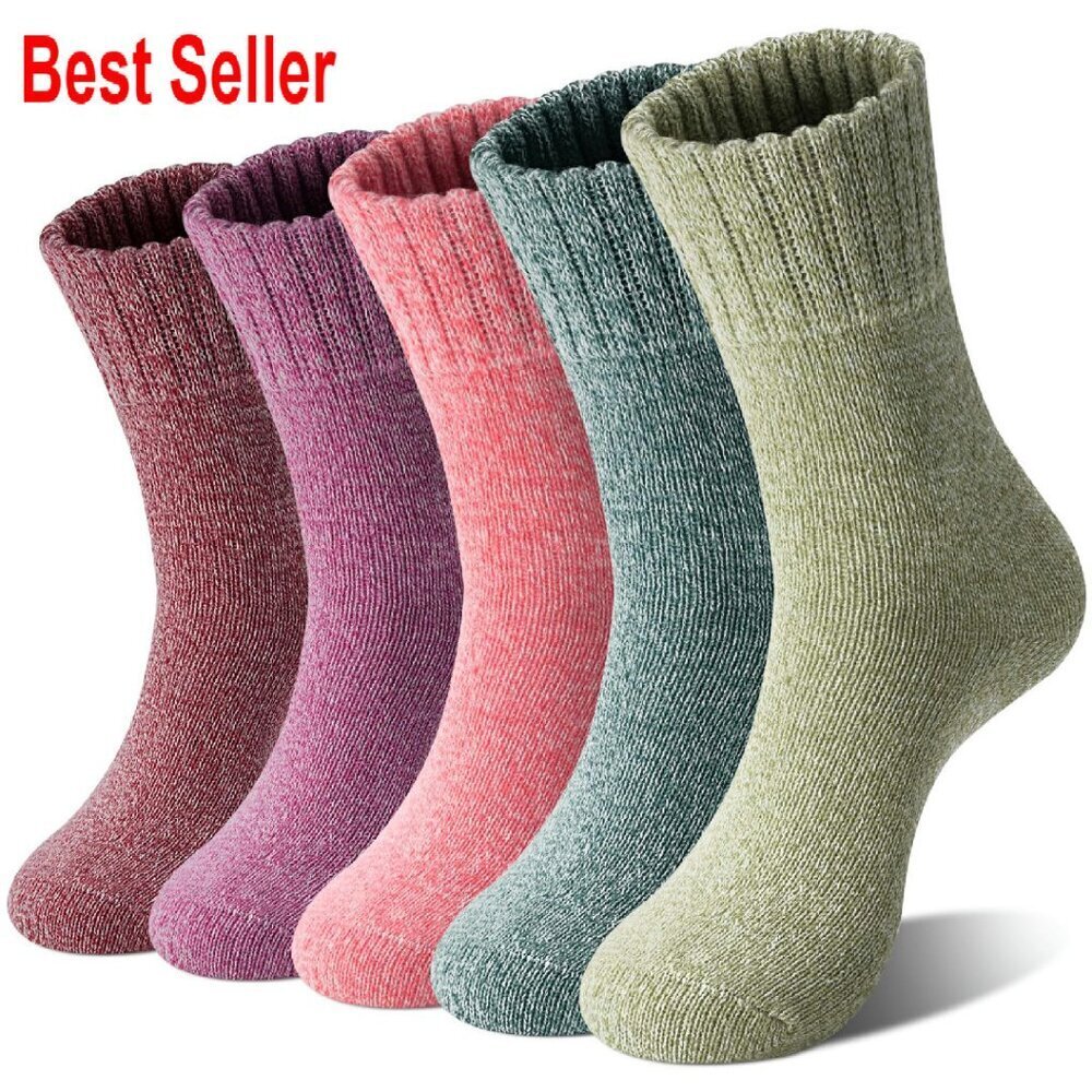 Wool Knit Crew Calf Socks Warm Winter Hiking Boot Elegant Classic